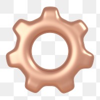 Gear, setting png icon sticker, 3D rendering, transparent background