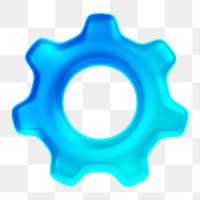 Gear, setting png icon sticker, 3D rendering, transparent background