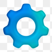 Gear, setting png icon sticker, 3D rendering, transparent background