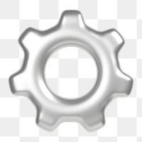 Gear, setting png icon sticker, 3D rendering, transparent background