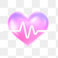 Heart, health png icon sticker, 3D rendering, transparent background