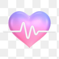 Heart, health png icon sticker, colorful 3D rendering, transparent background