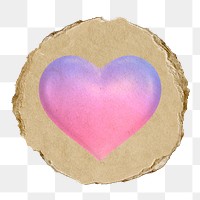 Heart, love png icon sticker, ripped paper badge, transparent background