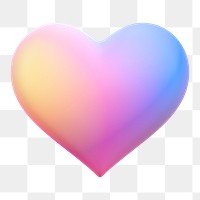 Gradient heart png, love icon sticker, 3D rendering, transparent background