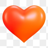 Red heart, health png icon sticker, 3D rendering, transparent background