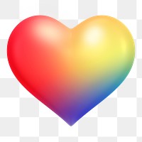 LGTBQ heart, love png icon sticker, 3D rendering, transparent background