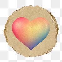 Heart, love png icon sticker, ripped paper badge, transparent background