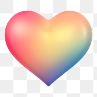 Heart, love png icon sticker, 3D rendering, transparent background