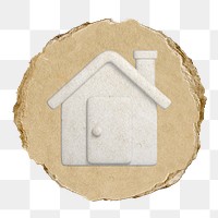 House, home png icon sticker, ripped paper badge, transparent background