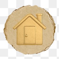 House, home screen png icon sticker, ripped paper badge, transparent background