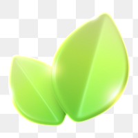 Leaf, environment png icon sticker, 3D rendering, transparent background