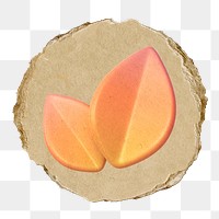 Leaf, environment png icon sticker, ripped paper badge, transparent background