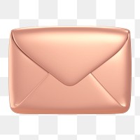 Envelope, email png icon sticker, rose gold 3D rendering, transparent background