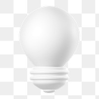 Light bulb png icon sticker, 3D rendering, transparent background