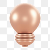 Light bulb png icon sticker, 3D rendering, transparent background