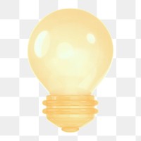 Light bulb png icon sticker, 3D rendering, transparent background