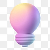 Light bulb png, colorful icon sticker, 3D rendering, transparent background