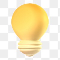 Light bulb png icon sticker, 3D rendering, transparent background