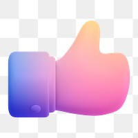 Thumbs up png icon sticker, 3D rendering, transparent background