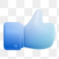 Thumbs up png icon sticker, 3D rendering, transparent background