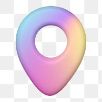 Location pin png icon sticker, holographic 3D rendering, transparent background