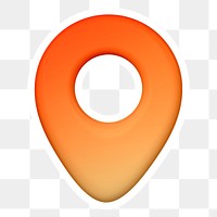 Location pin png, orange icon sticker, transparent background