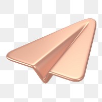 Paper plane png icon sticker, 3D rendering, transparent background