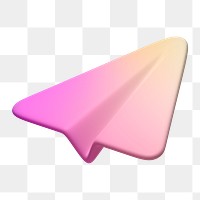 Paper plane png, pink icon sticker, 3D rendering, transparent background