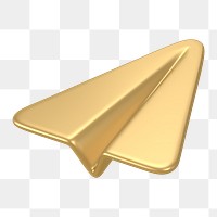 Paper plane png icon sticker, 3D rendering, transparent background