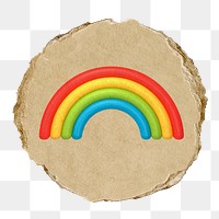 Rainbow png icon sticker, ripped paper badge, transparent background