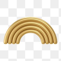 Gold rainbow png icon sticker, 3D rendering, transparent background