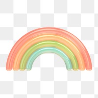 Rainbow png icon sticker, 3D rendering, transparent background