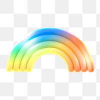 Rainbow png icon sticker, 3D rendering, transparent background