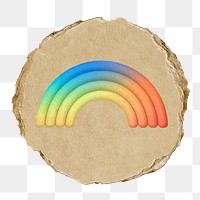 Rainbow png icon sticker, ripped paper badge, transparent background