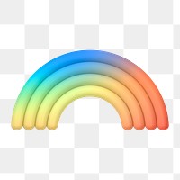 Rainbow png icon sticker, 3D rendering, transparent background