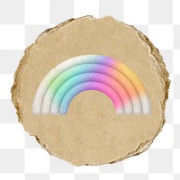 Rainbow png icon sticker, ripped paper badge, transparent background