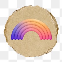 Rainbow png, colorful icon sticker, ripped paper badge, transparent background