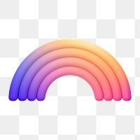 Rainbow png icon sticker, 3D rendering, transparent background