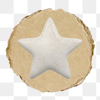 Star, favorite png icon sticker, ripped paper badge, transparent background