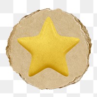 Star, favorite png icon sticker, ripped paper badge, transparent background