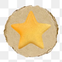 Star, favorite png icon sticker, ripped paper badge, transparent background