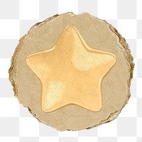 Star, favorite png icon sticker, ripped paper badge, transparent background