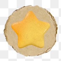 Star, favorite png icon sticker, ripped paper badge, transparent background