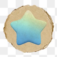 Star, favorite png icon sticker, ripped paper badge, transparent background