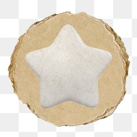 Star, favorite png icon sticker, ripped paper badge, transparent background