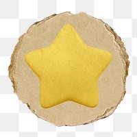 Star, favorite png icon sticker, ripped paper badge, transparent background