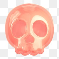 Human skull png icon sticker, 3D rendering, transparent background