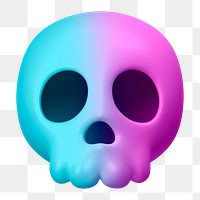 Colorful skull png icon sticker, 3D rendering, transparent background