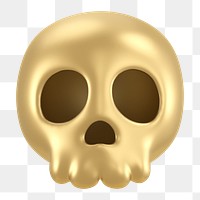 Human skull png icon sticker, 3D rendering, transparent background