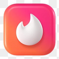 Tinder icon for social media in 3D design png. 25 MAY 2022 - BANGKOK, THAILAND